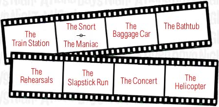 A HARD DAY'S NIGHT PHOTO ALBUMS: The Train Station; The Snort; The Maniac; The Baggage Car; The Bathtub; The Rehearsals; The Slapstick Run; The Concert; and The Helicopter